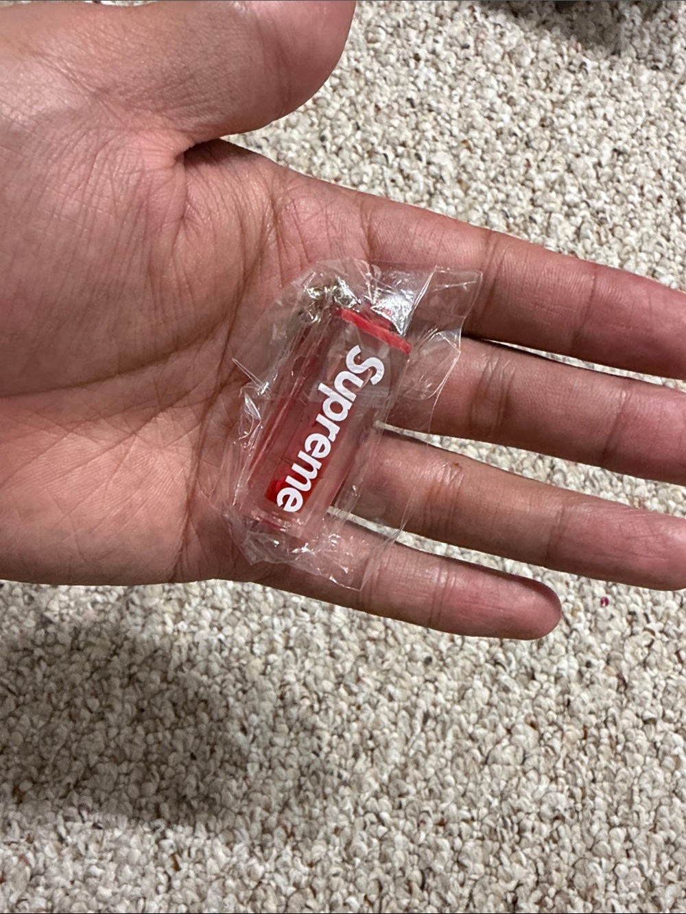 Supreme Clear Red Acrylic Keyring Charm
